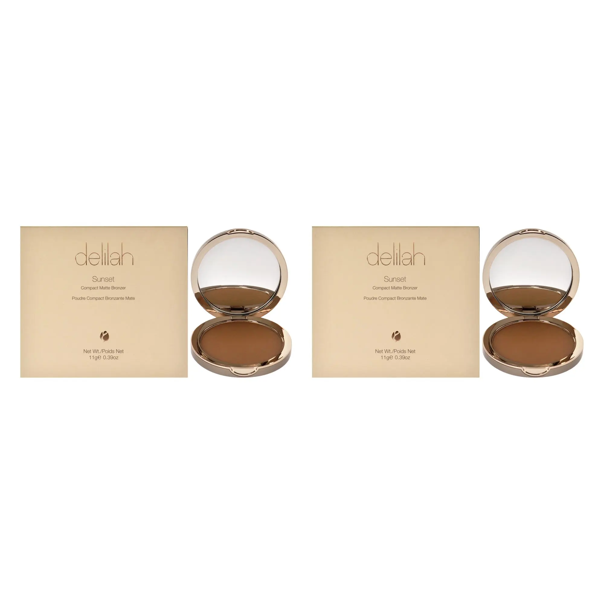 Women's Sunset Compact Matte Bronzer Makeup - Medium Dark by Delilah - 0.39oz Compact Powder with Natural Glow, Subtle Tone - Pack of 2