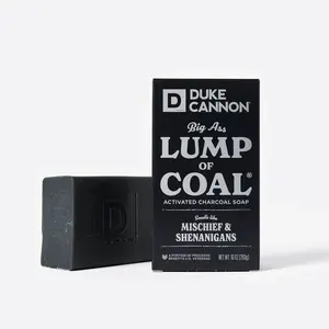Duke Cannon Big Ass Lump of Coal Soap with Activated Charcoal Bergamot & Black Pepper Scent 10 oz Gift for Naughty But Nice