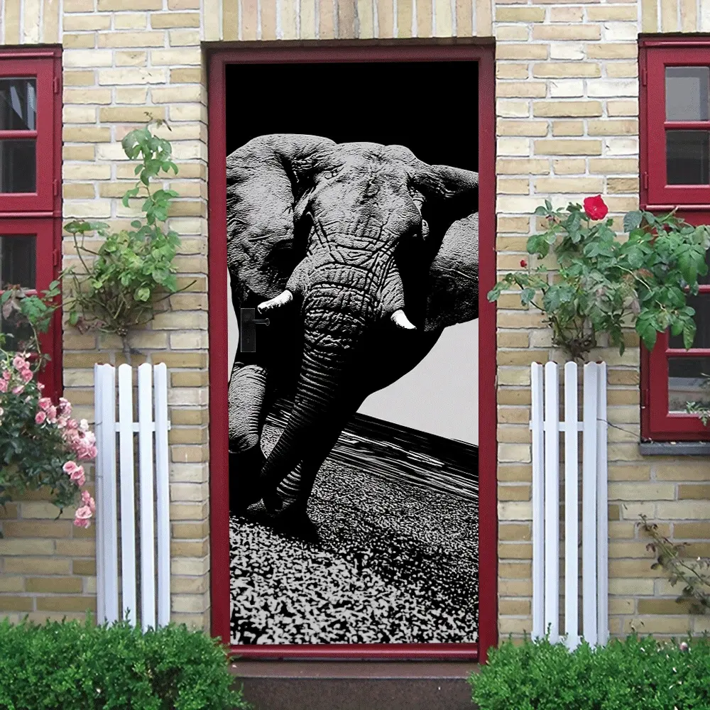 2pcs   African Savannah Elephant Art Wall Sticker Modern Minimalist Living Room Entrance Animal Decor Removable Self Adhesive Mural Home Bedroom Sofa Background Wall Creative Wall Decoration Eco Friend