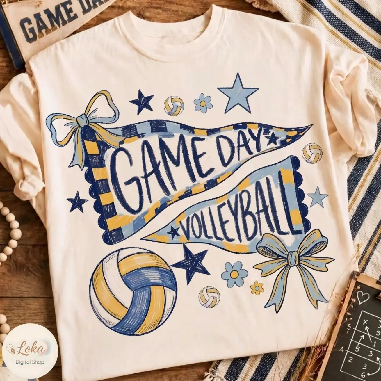 Game Day Volleyball Sweatshirt/T-Shirt, Pennant Flag Volleyball Shirt, Fall Sports Tee, Volleyball Season, Vintage Volleyball Mom MW0