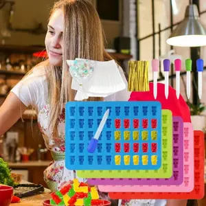 5pcs Bear Silicone Candy Molds - Non-Stick BPA-Free Gelatin & Jelly Molds, Includes Colorful Droppers for Perfect Ice Cubes, Chocolate Treats, and Playful Kitchen Fun | Playful Kitchenware