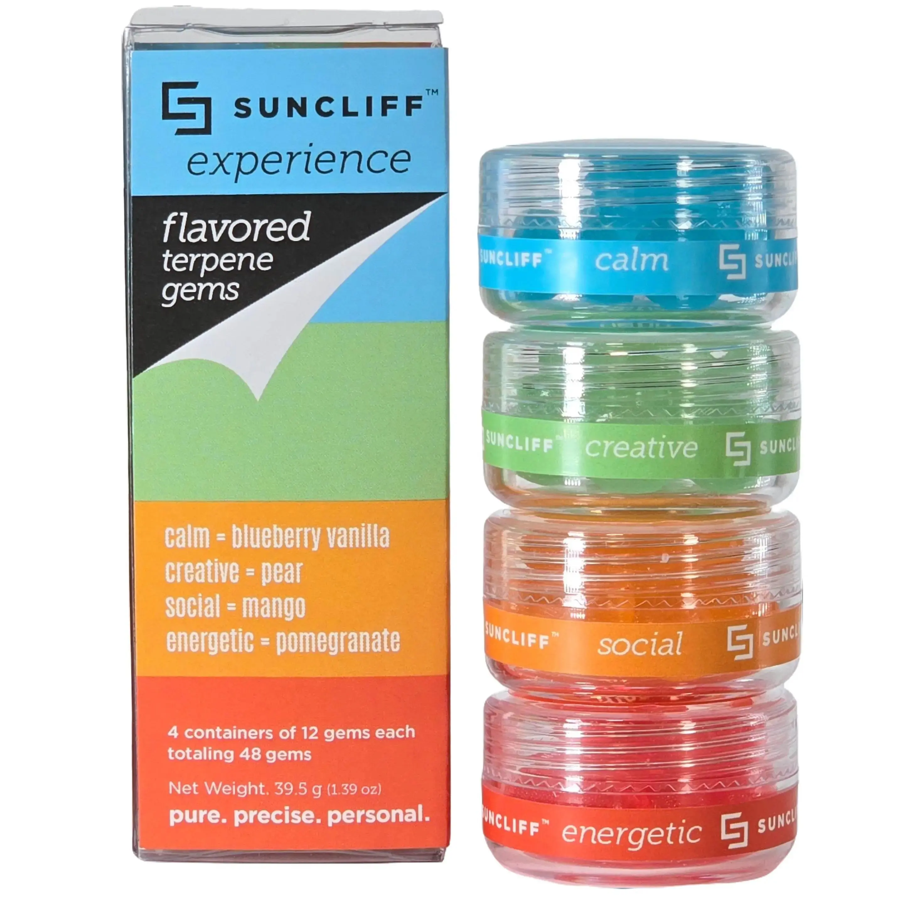 NEW Flavored Suncliff Terpene Gems 48-Count | Experience Pack | Calm | Creative | Social | Energetic Natural Mood Gems