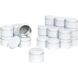 White Candle Tins 4oz, 24 Pack - Matte White Tinplate Candle Making Supplies