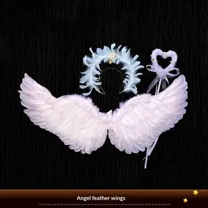 Angel Wing Back Decoration Adult Children Halloween Role-Playing Props Sun God Pope Golden Feather Hair Accessory Costume