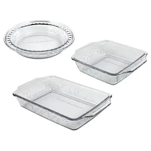 Anchor Hocking 3-piece Glass Embossed Oven-To-Table Bakeware
