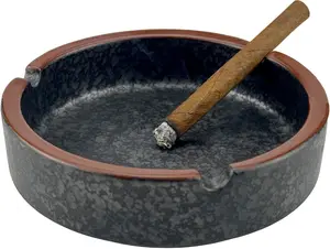 Ceramic Ashtray Stylish Indoor & Outdoor Cigarette Ashtray for Home, Coffee Bars, and Patios,Lava Dazzling Black (Medium Size)