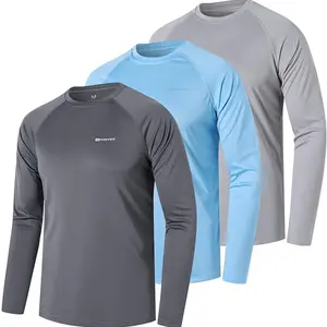 3 PACK Men's UPF 50+ Swim T-shirts Outdoor Long Sleeve Sun Protection Workout Tops for Athletic,Running,Fishing,Hiking