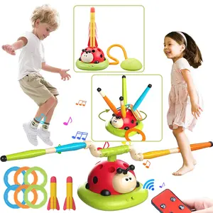 Musical Jump Game, Peg Toss Game for Kids, Stomping Launch Toy, 3 in 1 Sports & Outdoors Toy with Remote Control Outside Toys for Girls Boys