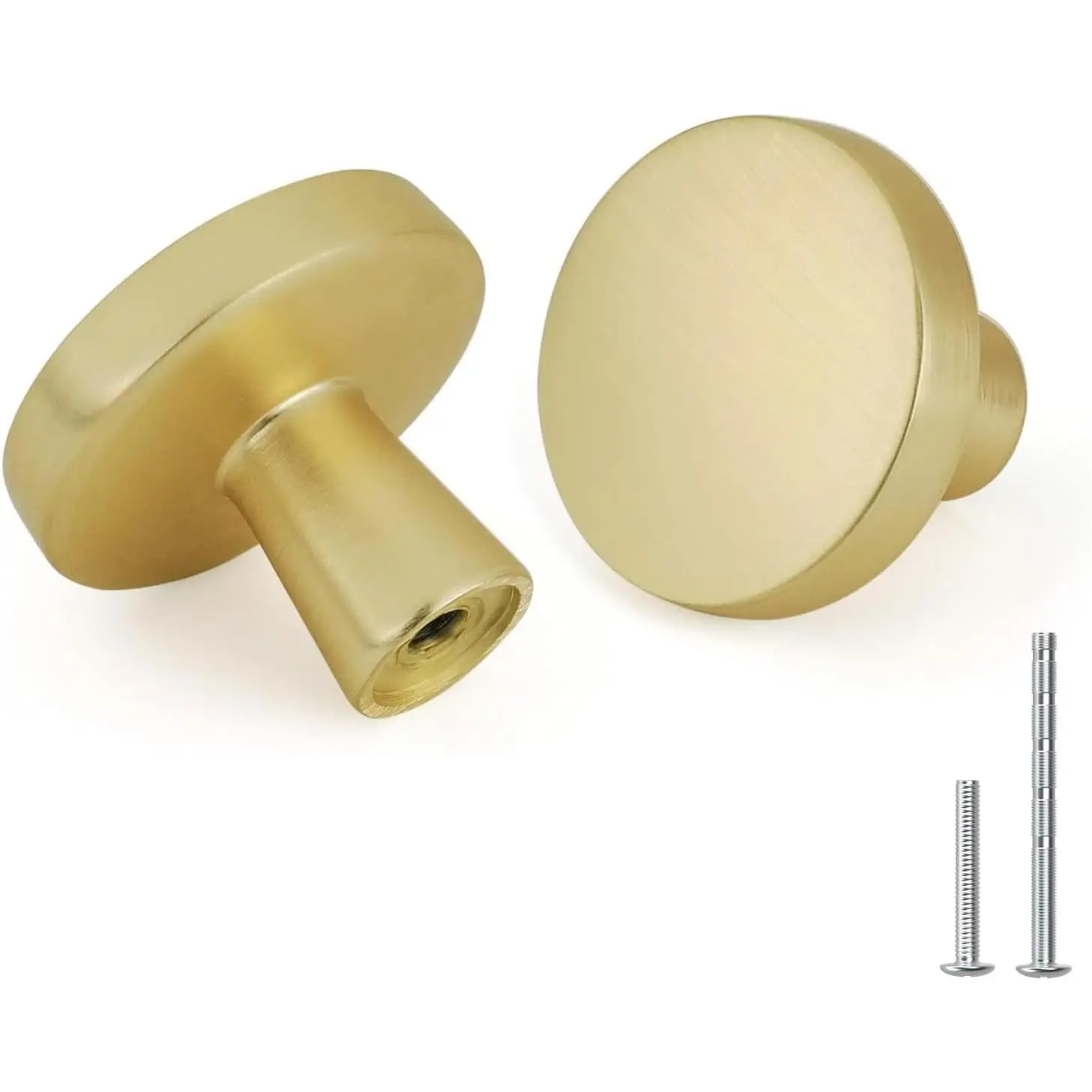10 count Gold Cabinet Knobs for Dresser Drawers Kitchen Hardware Handles Brushed Brass Modern Round Knob,Zinc Alloy