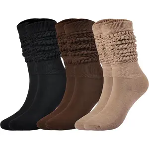 Women Slouch Socks Thick Boot Socks Soft Extra Long Knee High Scrunch Socks Size 5-10