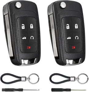 Key Fob Case Replacement 5 Button for Chevy Cruze Camaro Impala Equinox GMC Terrain Buick Regal Lacrosse 2010 2011 2012 2013 2014 2015 2016 2017 Keyless Entry Remote Control Car Key Fob Shell - 2 Pack