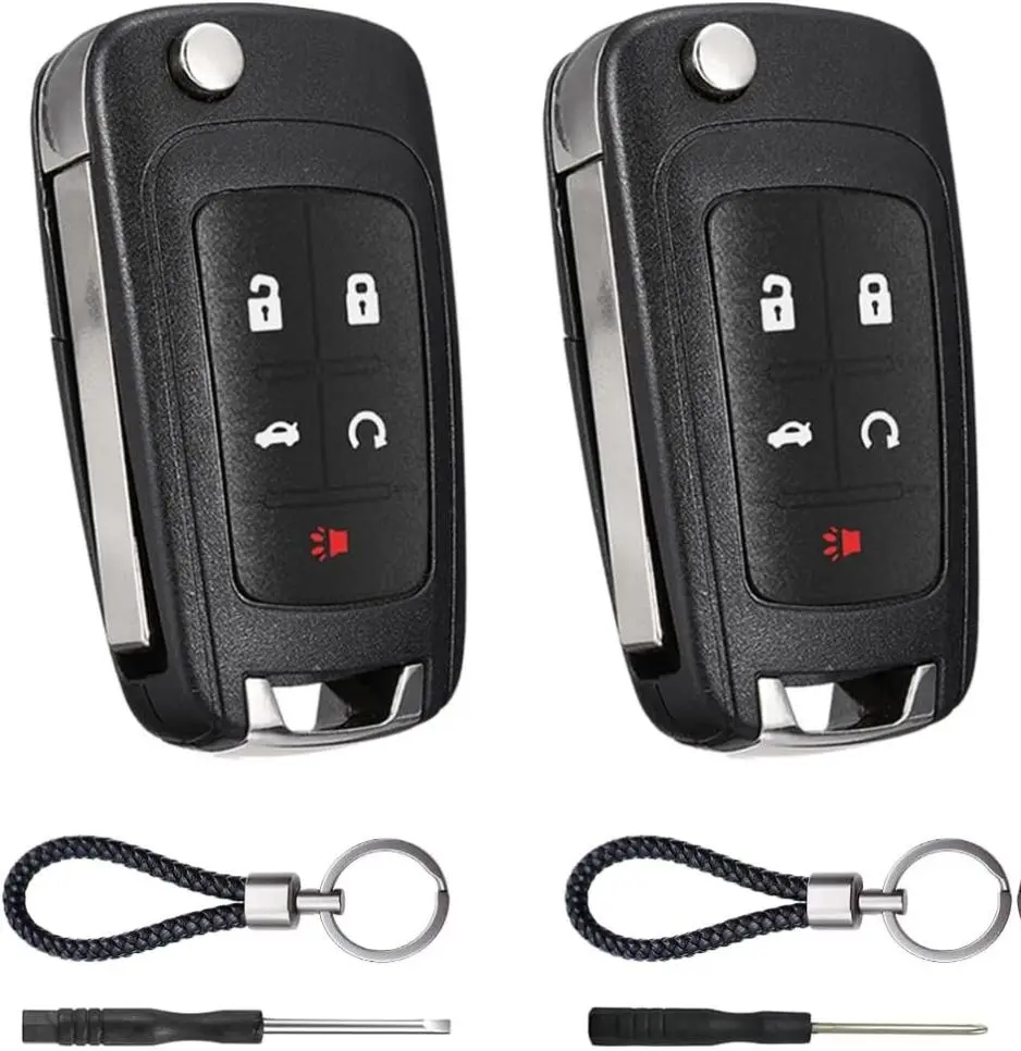 Key Fob Case Replacement 5 Button for Camaro Impala Equinox GMC Terrain Buick Regal Lacrosse 2010 2011 2012 2013 2014 2015 2016 2017 Keyless Entry Remote Control Car Key Fob Shell - 2 Pack