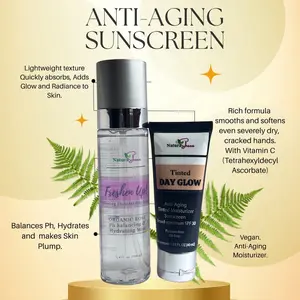 Anti-Aging Tinted Moisturizer SPF 30 & Hydrating Organic Rose Mist Dewy and Glowing Skin All-Day Long with Pomegranate Radiance - Repairing