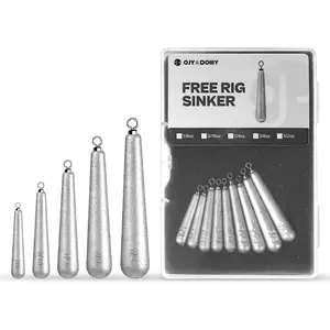 27/30 PCs Free Rig & Drop Shot Weights - Skinny Teardrop Fishing Sinkers (1/8 3/16 1/4 3/8 1/2oz) Die-Cast Lead-Antimony Alloy Mixed Kit Available