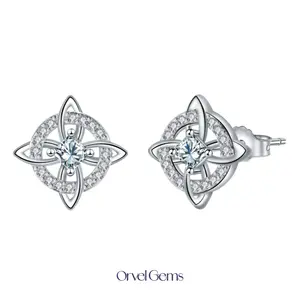 Witches Knot Earrings – Hecate Goddess Symbol with Celtic Knot Design, Tetragrammaton Protection Amulet, Copper Earrings with Cubic Zirconia, Fashion Jewelry Gift for Women