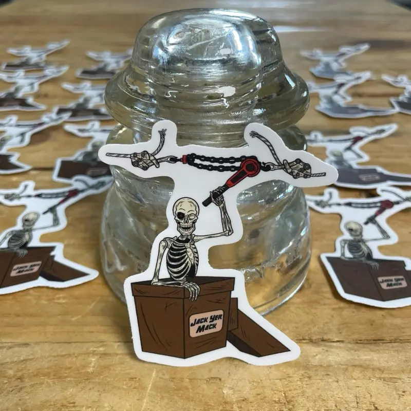 Lineman Sticker | Jack Yer Mack | Hard Hat & Tool Box Stickers | Blue Collar Linemen | Bucket Truck Stickers | High Voltage Thrift