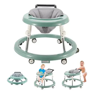 Baby Walker Foldable with 9 Adjustable Heights, Baby Walker with Wheels Portable, Infant Toddler Walker for Baby Boy Girls 6-18 Months
