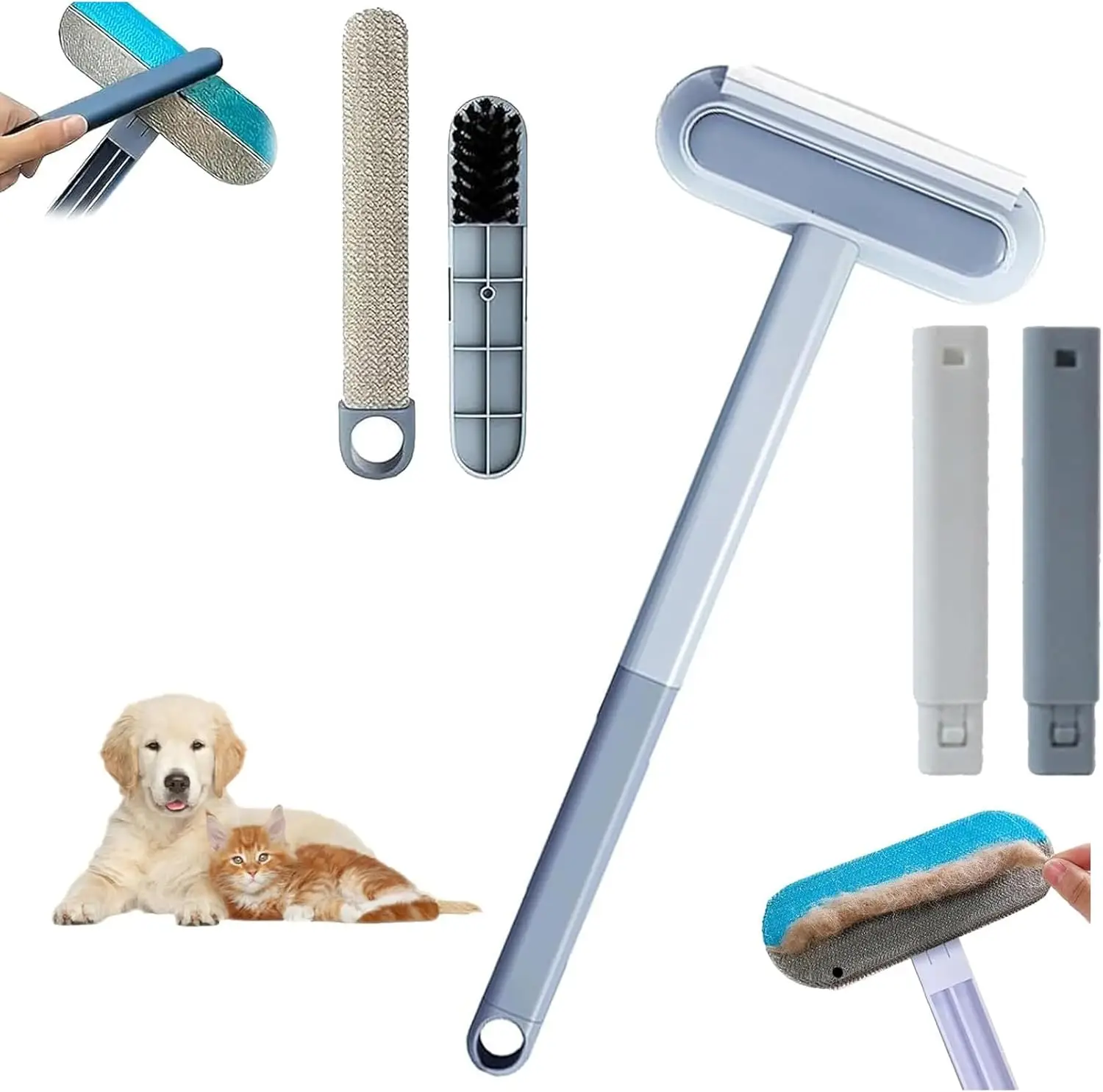 BUY 1 GET 1 FREE Reusable Pet Hair Remover Brush – Multi-Functional Lint Cleaner for Dog & Cat Hair, Extra-Long Handle, Washable Grooming Tool for Fur