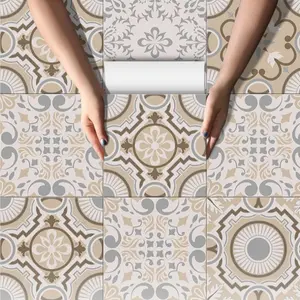 Italian Hand-Painted Tile Stickers, Self-Adhesive Waterproof Thick Matte Floor Decals, Kitchen Wall Decor, Decorative Wall Sticker, Durable Flooring Tiles