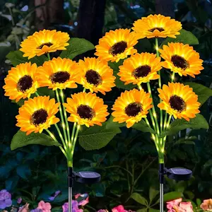 1 Pack Solar Sunflower Garden Lights - Solar Flower Lights with String Lights Solar Outdoor Lights Solar Landscape Lights for Party IP54 Garden Decoration Patio Courtyard Lawn Decoration