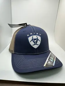 Ariat Blue/Tan Shield Snapback Cap One size fits most Cotton Twill