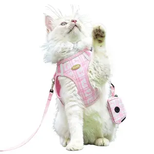 3-Piece Bow Print Pet Walking Harness and Leash Set, Adjustable Strap Design, Ideal for Cats & Small-Medium Dogs, Perfect Gift for Any Season