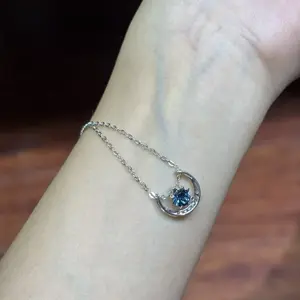 Natural Crystal blue topaz S925 Valentines Gift , Gift for Wedding/Birthday/Mother'sDay/Christmas