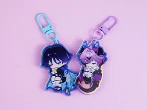 Genshin Impact Durin & Wanderer Chibi Acrylic Keychain Set - Sleepy Themed Lobster Clasp Charms for Fandom Collectors
