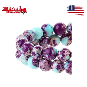 47 Pcs Sea Sediment Imperial Jasper Beads Purple-Blue