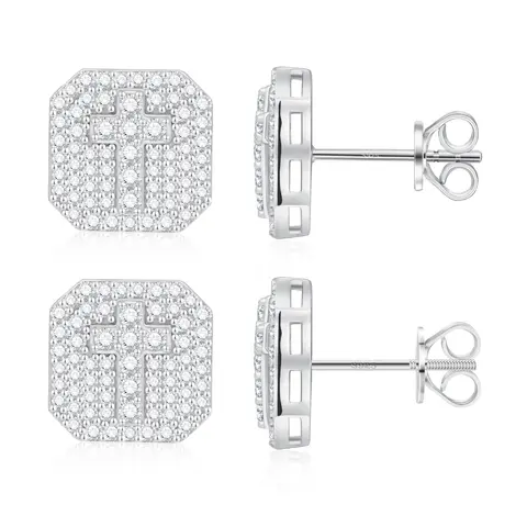 UCCIYO Cross Stud Earrings Synthetic Moissanite Earrings For Women 925 Sterling Silver Stud Earring Men Hip Hop Jewelry Couple Gift summerwins【#E523】