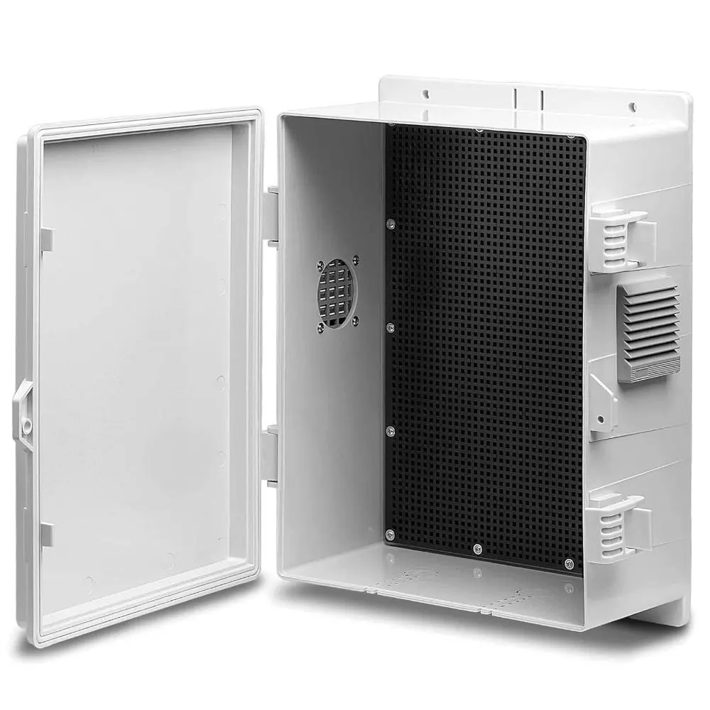 Outdoor ABS Waterproof Safety Wall Mount Electrical Junction Box - Dust-Proof, Impact-Resistant, Heat-Dissip Ventilation Plastic Enclosure with Internal Panel, Hinged Cover, Buckle (13" H x 9.2" L x 5.6" W) for Camping & Hiking