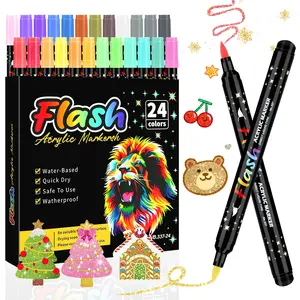 Glitter Acrylic Markers Set,Drawing Art Pens For Rock,Ceramic,Wood,Canvas,Plastic,Glass,Stone,DIY Crafts Gift,egg decorations,The best gift Diy Painting Supplies Artist Bundle coloring creative idea Multicolor
