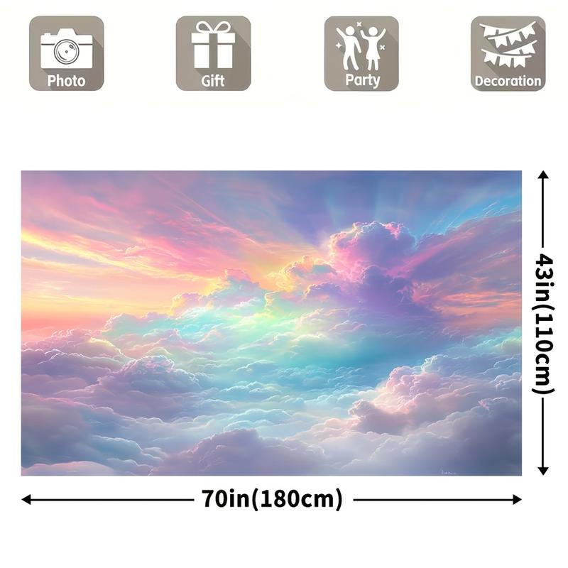 [ Dreamy Clouds Photography Backdrop] Clouds Photography Backdrop Banner, Durable Polyester, Versatile Studio Prop, General Fit, with No Electricity Required, for Booths, Events, and Parties 60X40 Colorful Tapestry Decoration Gift Hand Wall Ornaments Room