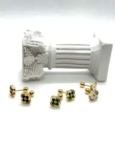 Four-Leaf Clover Studs Earring Gold Plated with Elegant Design and Durable Construction