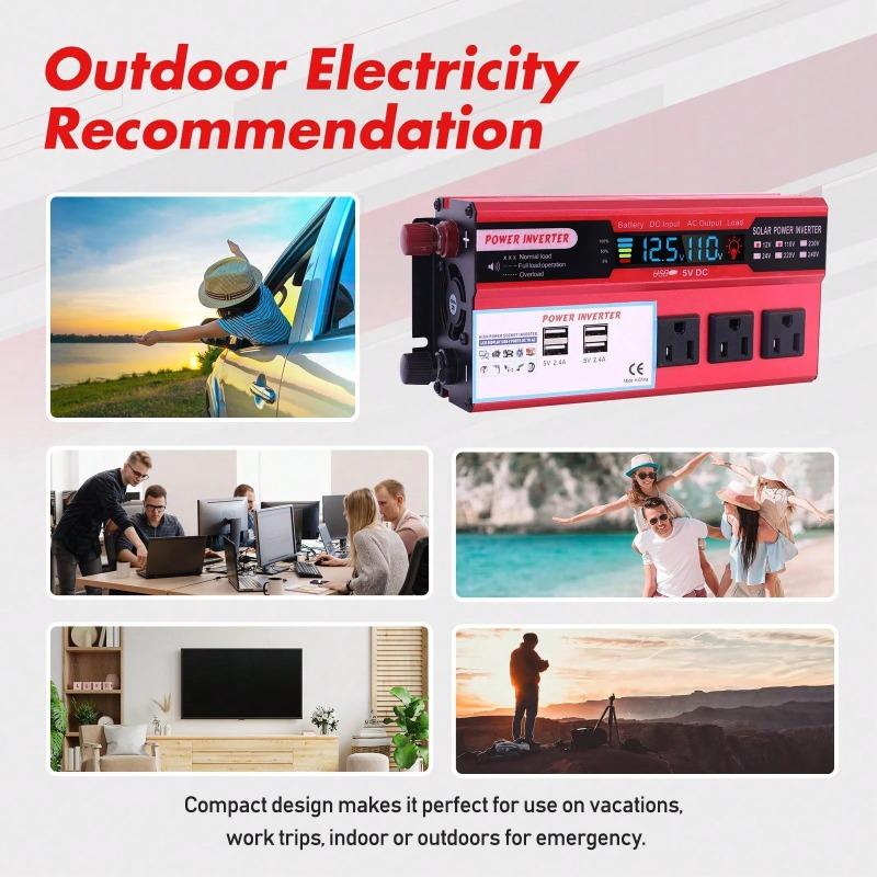 HOME POWER SOLUTION  5000W Pure Sine Wave Inverter w/ Remote Switch - Dual AC + USB for Emergency or Daily Use