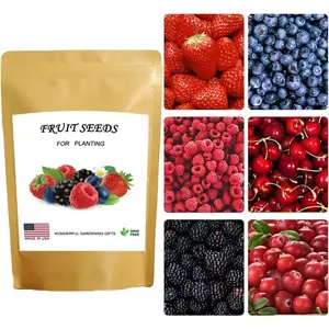 1200+ Mix Fruit Seeds, Berry Seeds - 6 Variety Non-GMO Heirloom Organic, Include Strawberry Seeds, Raspberry Seeds, Mulberry Seeds, Cranberry Seeds, Cherry Seeds, Blueberry Seeds