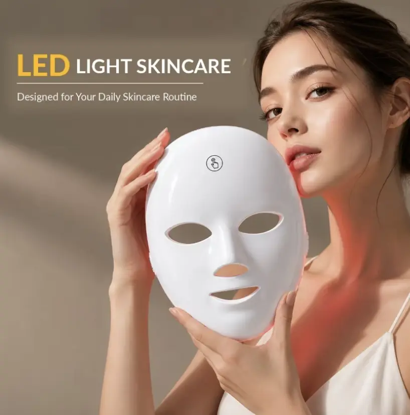 [Renhui] USB Rechargeable Facial Mask, Summer Makeup,Led Face Mask, 7 Color LED Beauty Mask, LedFacial Light, Comfort Skin Care Mask Facial BeautyMassagers, Personal Skincare Products for Home