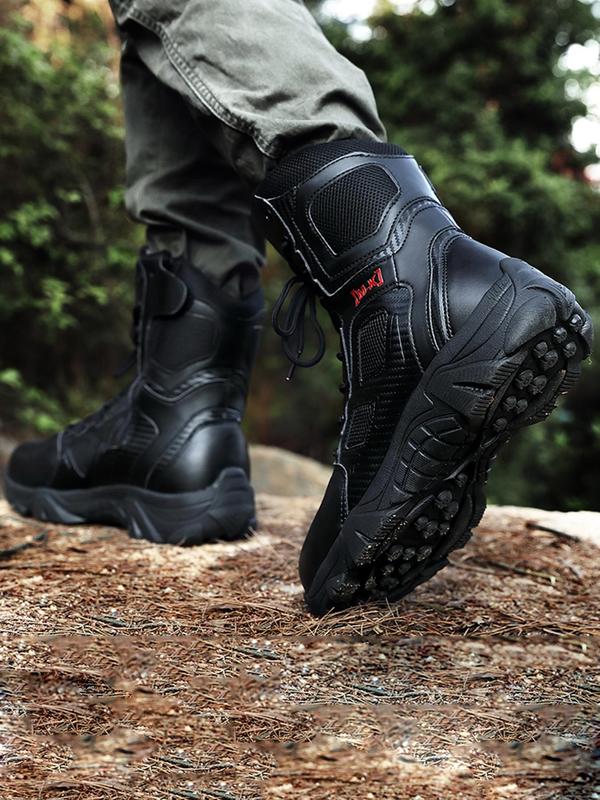 Men's Letter Pattern Steel Toe Boots, Casual Breathable Comfortable Non-slip Work Boots, Fashionable Safety Industrial & Construction Boots, Boy