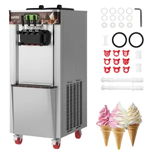 GARVEE 2+1 Flavors 2800W Commercial Soft Serve Ice Cream Maker, 9.2-10.5 Gal/H Soft Serve Ice Cream Machine with LED Display, Self-Cleaning, High Productivity Equipment for Restaurants & Snack Bar