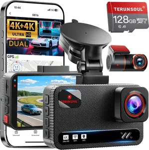 4K+4K Dash Cam Front and Rear, Free 128GB Card Included, 5.8GHz WiFi Dash Camera for Cars, Built-in GPS, G-Sensor, 170°Wide Angle, 3" IPS Screen, 24H Parking Mode, Support 512GB Max