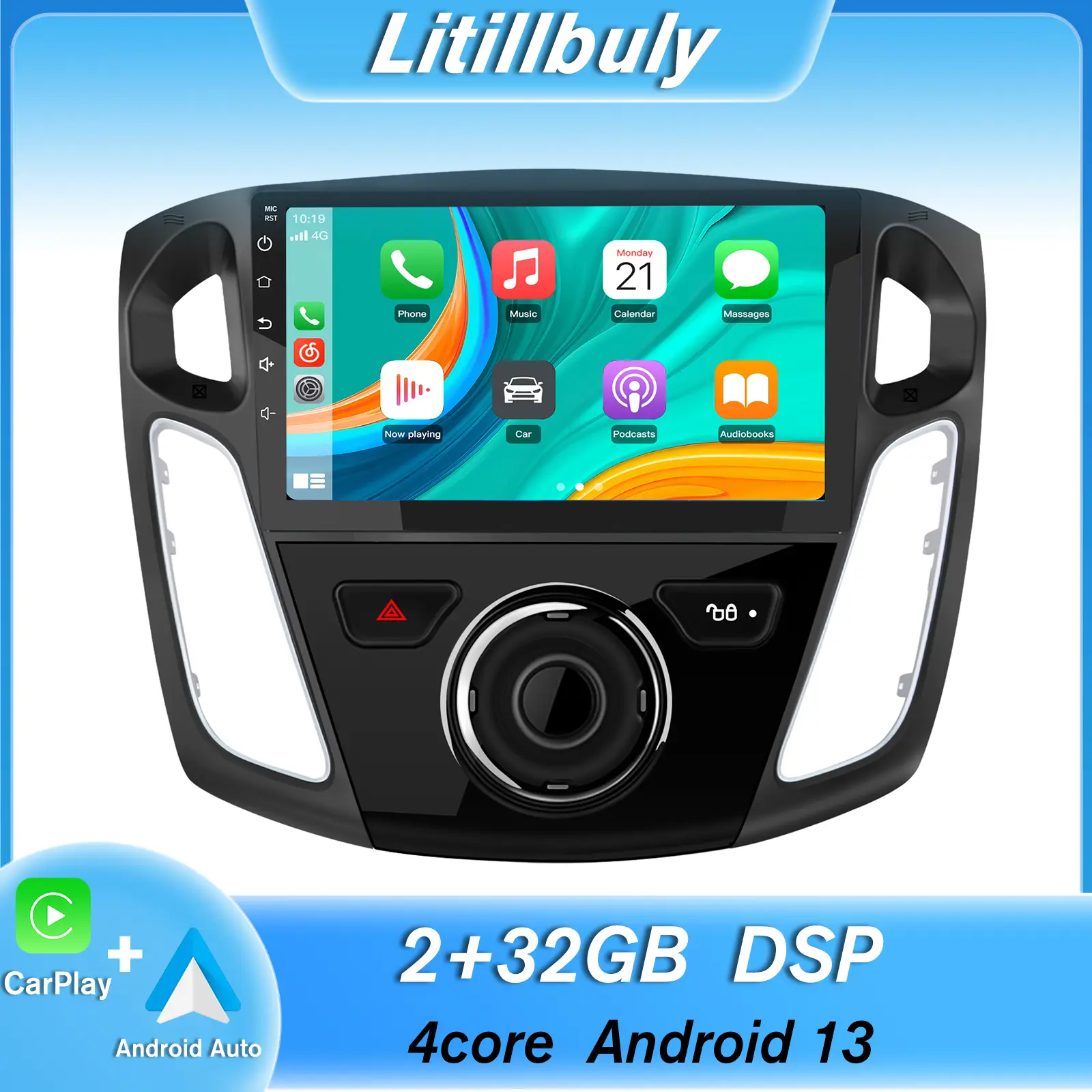 Car Stereo for Ford Focus 2012-2017 Touch Screen has Android Auto Wireless Carplay, Bluetooth WIFI supports GPS Navigation