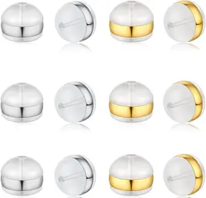20pcs Soft Silicone Earring Backs for Studs Silver&Gold Belt Rubber Earring Backs Replacements Hypoallergenic Safety Plastic Earring Back for Studs Earring Hoops Fish Hook
