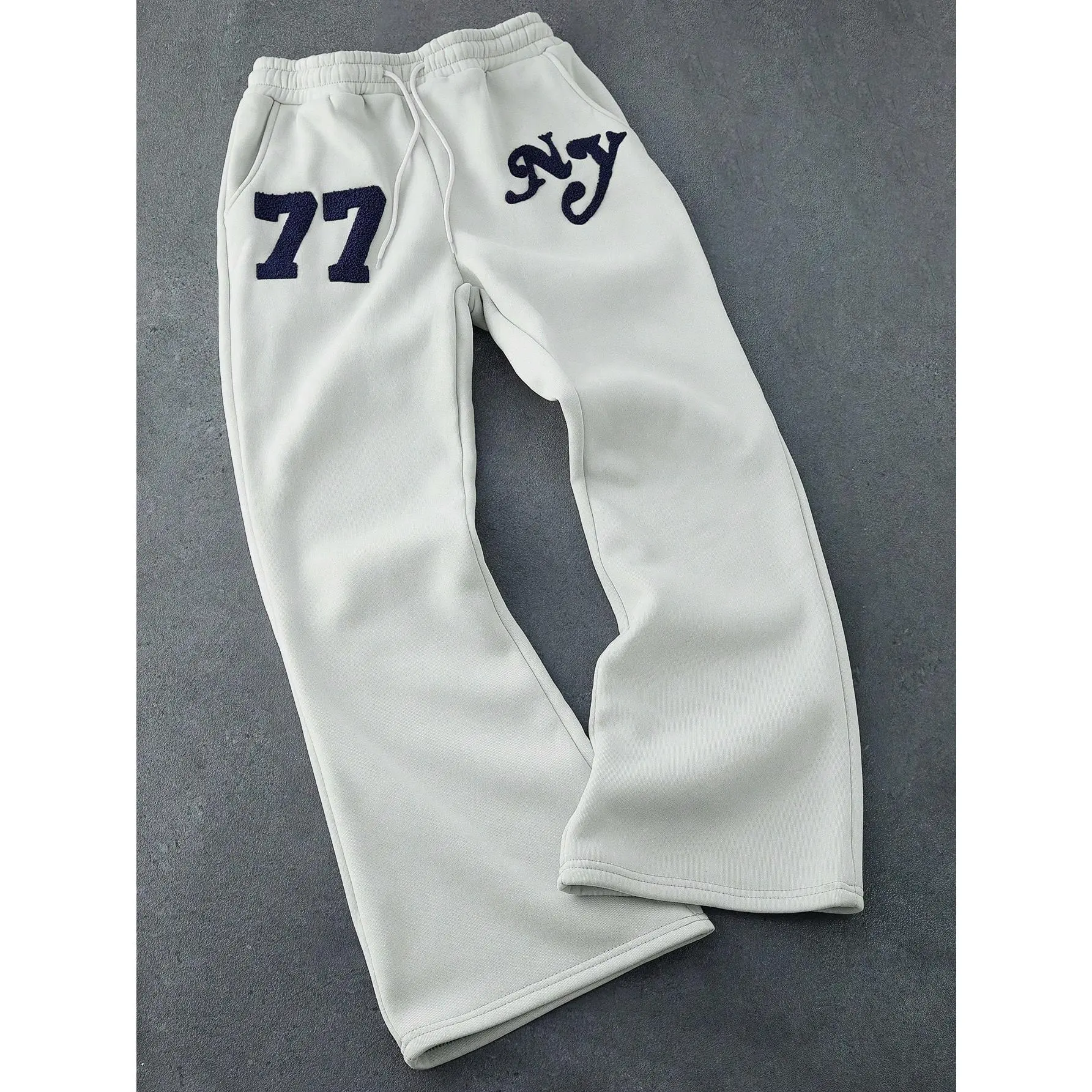 Men's Numeric Flared Pants, Male Baggy Wide-Leg Polyester Bottoms with Pockets for Casual Daily Wear, Yoga Pants