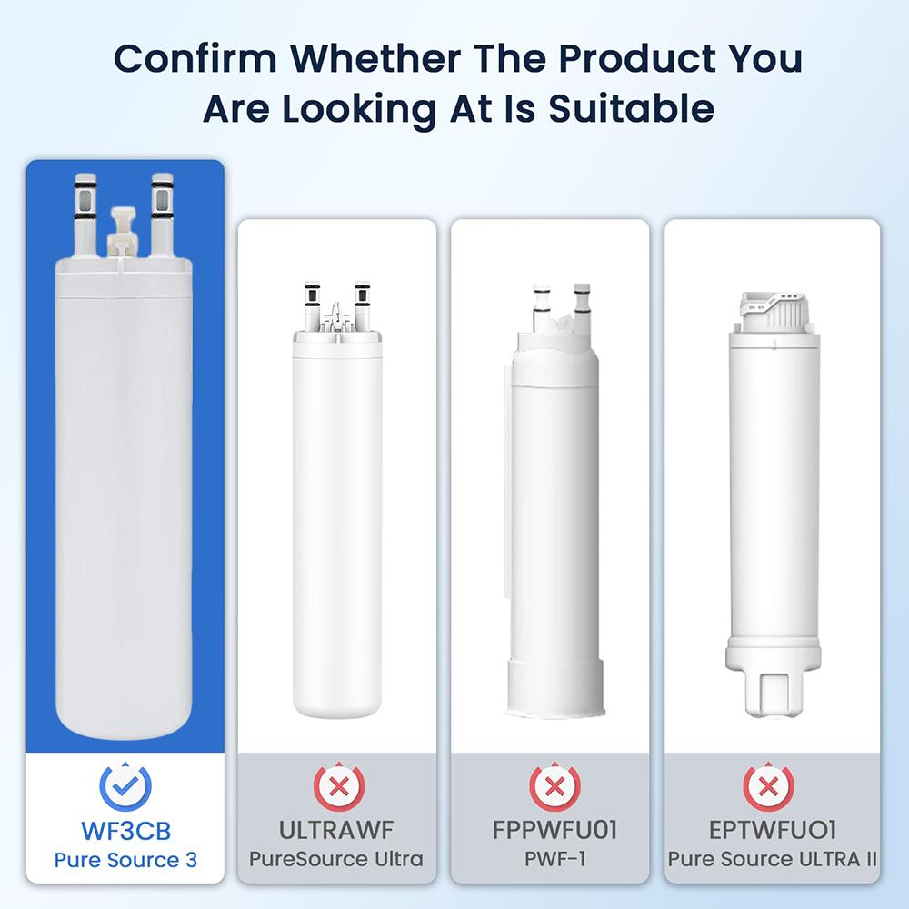 WF3CB Refrigerator Water Filter Replacement for PureSource 3, 706465, WF425, PS3412266, AP4567491, 242017800 Refrigerator Water Filter