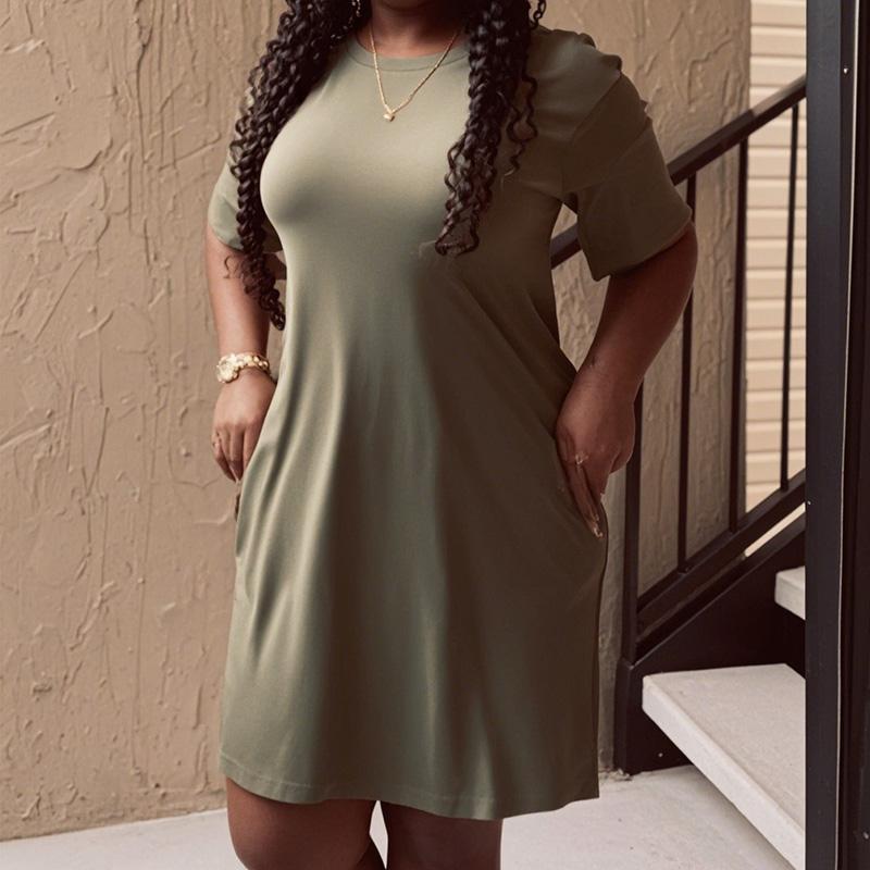 Plus Size 2 Piece T Shirt Dress Set for Women, Stretchy Oversized Hide Tummy Comfy Summer Loungewear, Black Casual Outfit