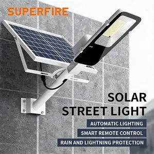 Split-Type Solar LED Lights Solar Flood Lamps Outdoor Waterproof Remote Control Solar Street Lamp Used for Terrace/DrivewayGarden/Wall/Yard/Road Dusk to Dawn Lighting，with Solar Charging Panel and Rechargeable Battery Solar Spotlights