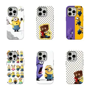Minions Anime Character 2-in-1 Phone Case — Compatible with iPhone 12, 13, 14, 15, 16, 17 Series. Drop-Resistant Hard Case with HD Printing; Durable Protective Cover — The Perfect Gift Choice.