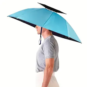 Large Adult Foldable Hat Umbrella with Hands-Free Headband, Suitable for Both Men And Women for Golf, Fishing, Gardening, Photography, And Travel, Measuring 77Cm/30.3 Inches