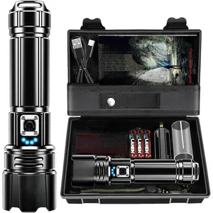 Flashlight 10000 Lumens Rechargeable - 30W Super Bright LED Flashlight |   5000-foot beam, 12-hour ultra-long battery life, USB-C interface high-power handheld police flashlight, suitable for home, camping, hiking, and emergencies