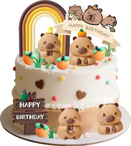 LaVenty cake shed cake topper gender reveal Capybara Cake Toppers Mini Blowfish Party Supplies for Capybara Birthday Party Supplies Shower Favors